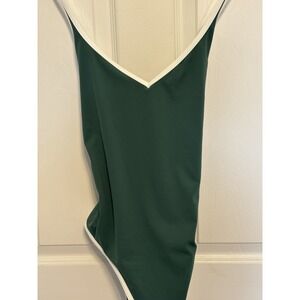 NWT Athleta Womens Medium Seabreeze One Piece Adjustable Straps Green White